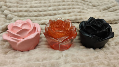 🌹 Two-piece rose bowl with lid — orange-transparent epoxy resin