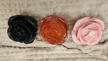 🌹 Two-piece rose bowl with lid — orange-transparent epoxy resin