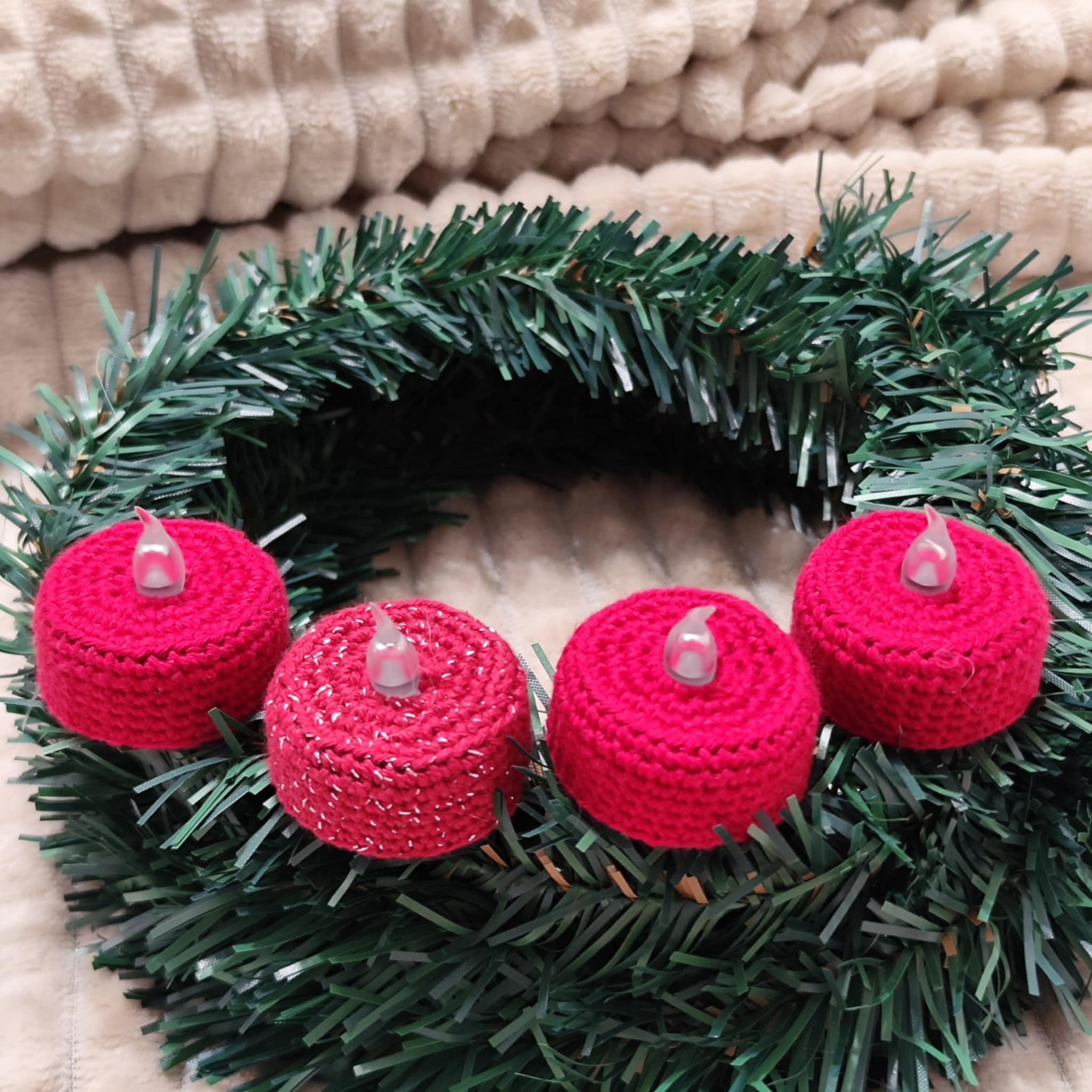 LED-Teelichter Set (3× Rot & 1× Rot-Glitzer) – Sofort lieferbar