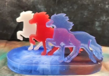 Icelandic horses in flag colors – team spirit to set up - Iceland